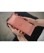 Womens Cute Leather Wallet, Personalized Pink Envelope Pouch - £33.57 GBP