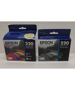 Genuine Epson 220 Black &amp; 220 Color Ink Cartridges Exp. 04/18 &amp; 09/17 New - £18.66 GBP