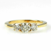 1.20 Ct Round Simulated Diamond Three Stone Wedding Ring 925 Silver Gold... - £68.61 GBP