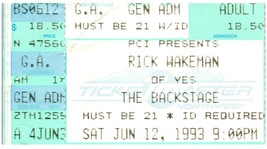 Vintage Rick Wakeman of Yes Ticket Stub June 12 1993 The Backstage Seattle - £19.46 GBP