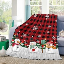 Throw Blankets, Christmas Topper Snowman White Snowflake Luxury Ultra Soft - £32.90 GBP