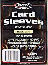 1 pack of 100 Individual Thick Card Sleeves BCW No PVC Jersey Game Used Card - £2.35 GBP