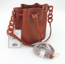 Jen &amp; Co. Cordelia Brown Drawstring Bucket Bag 7x6x6 inches - £27.68 GBP