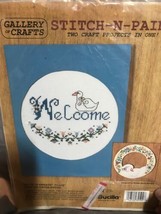 Vintage Gallery Of Crafts Stitch N Paint Art Project Goose N Wreath Needlepoint  - £9.72 GBP
