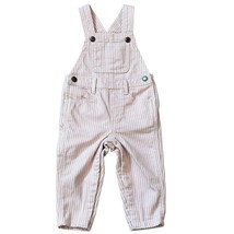 Old Navy Pink &amp; White Stripe Girls Overalls Denim 12-18 Months - £9.02 GBP