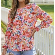 Multicolor Puff Sleeve Floral Blouse  2XL (4040) - £18.99 GBP