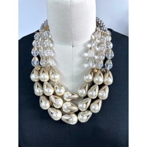 Lydell NYC STunning Multi Strand Pearls Crystals Beads Bib Necklace 24&quot; ... - $43.66