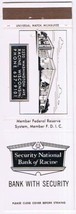 Matchbook Cover Security National Bank Of Racine Wisconsin Home Improvement - $3.95