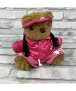 Hasbro Build-A-Bear Plush Bear 6” Pink Shorts Jacket Visor Hat Backpack - £11.66 GBP