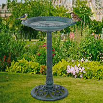 28&quot; Height Pedestal Bird Bath Decor Vintage Art Birdbath Outdoor Garden ... - $46.99