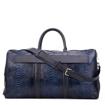 The Velar Navy Hand-Painted Python Leather Weekender Bag image 7