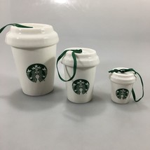 Starbucks Nesting Ornaments Set 3 Classic Ceramic Hot Cup Logo Holiday 2016 NEW - $24.35