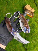 Solid M390 Powder Steel Folding Claw Knife Karambit Wood Handle Ball Bearing - £97.08 GBP