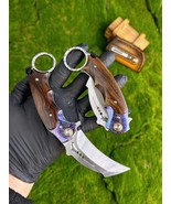 Solid M390 Powder Steel Folding Claw Knife Karambit Wood Handle Ball Bea... - £97.31 GBP