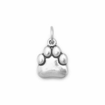 Oxidized Bracelet Piece Paw Print Cat Dog Charm Men Women Gift 14K White Gold Fn - £16.18 GBP