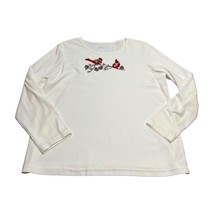Blair Shirt Women&#39;s Large White Crew Neck Embroidered Long Sleeve Pullover - £10.61 GBP