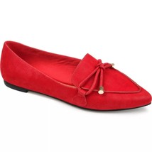 Journee Collection Women Slip On Bow Loafers Muriel Size US 9 Red Faux Leather - £26.27 GBP