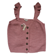 Madewell Ruffle-Strap Button Front Sweater Tank Weathered Berry Medium $58 - £19.14 GBP