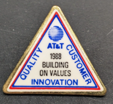 AT&amp;T 1988 Building on Values Quality Customer Innovation Lapel Hat Backp... - £17.08 GBP