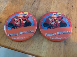 Disney 2 Button Set WDW Family Reunion The Incredibles Pins Pin-Back The... - $9.49
