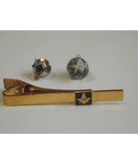 Vintage new old stock mason blue gold silver tone tie clip clasp tack la... - £7.99 GBP