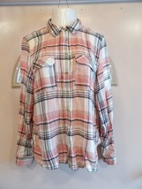 Maunces Pink &amp; Black Plaid Long Sleeve Shirt Woman&#39;s XL - £11.43 GBP