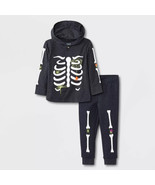 Toddler Boys&#39; Halloween Skeleton Long Sleeve Hooded Jersey T-Shirt Fleec... - £10.86 GBP