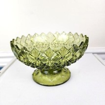 Vintage Fenton Green Footed Pedestal Candy Dish Diamond Fan - £17.86 GBP