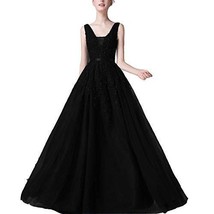 Kivary Custom Made V Neck Sheer Beaded Long Prom Dress Formal Tulle Even... - £77.86 GBP