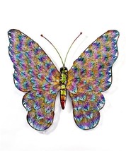 Rainbow Butterfly Wall Plaque Metal 19.75" Wide Textural Detail Speckled Look