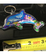 Vtg St. Thomas Virgin Islands U.S.V.I. Dolphin Keychain Fob Key Ring Acr... - $276.07 MXN