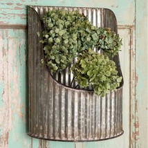 Colonial Tin Works Corrugated Metal- Half-Round Decorative Wall Bin Industrial F - £40.14 GBP