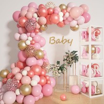 142Pcs Baby Shower Decoration For Girl Rose Gold Pink Balloon Garland Kit 4Pcs B - £30.04 GBP