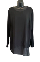 Vince Camuto Women&#39;s Layered Black Pull Over Top Key Hole Back Neck Size 1X LS - £17.37 GBP