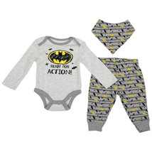 Batman Symbol 3-Piece Bodysuit Set with Bib Multi-Color - £17.22 GBP