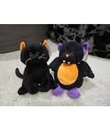 Ty Pluffies Barnes Noble Exclusive Wingers Bat Onyx Cat Beanie Halloween... - $121.82 CAD