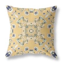 16 Yellow Navy Wreath Indoor Outdoor Zippered Throw Pillow - £43.35 GBP