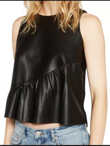 Stylish Casual Sleeveless Top Formal Black Party Genuine Lambskin Leather Women - £95.77 GBP+