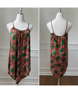 Nieves Lavi 100% Silk Brown Green Shell Print Flowing Tunic Tank S - €42,02 EUR