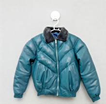 Mens Genuine Premium Puffer Leather leder Jacket  Vintage Retro Fur - $349.45+