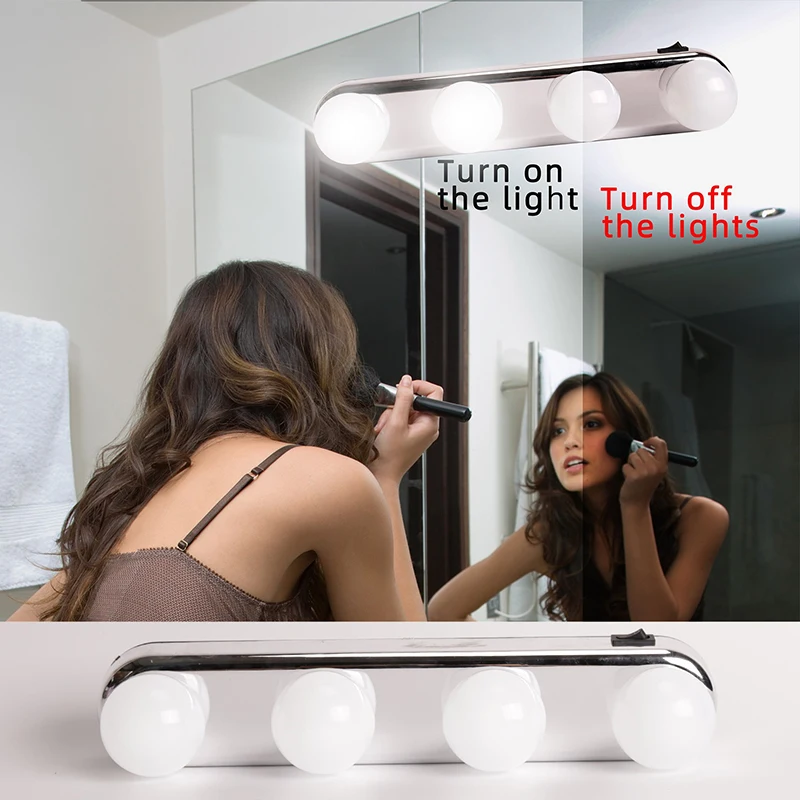 Portable LED 4/5 Bulbs Makeup Mirror Light Hollywood Vanity Lamp Wall Ki... - $18.66+