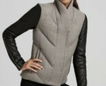 Helmut Lang Strata Wool and Leather Sleeve Quilted Puffer Jacket Gray Bl... - $249.00