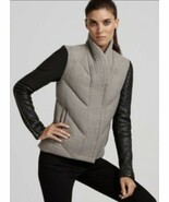 Helmut Lang Strata Wool and Leather Sleeve Quilted Puffer Jacket Gray Bl... - $340.55 CAD