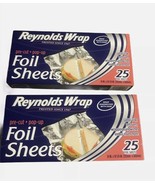 (2) Boxes Of 25 Reynolds Wrap Wrappers Foil Sheets Pre Cut Pop Ups 14&quot; x... - £9.92 GBP