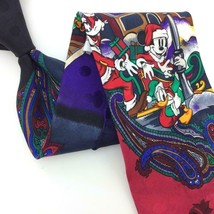 Disney Tie Mikey Santa Paisley Red Green Purple Silk Necktie Novelty IN18-296 - £12.65 GBP