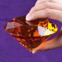 Ship From USA 100mm Amber Crystal Diamond Paperweight Home Wedding Decor... - £42.92 GBP