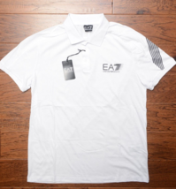 Emporio Armani EA7 $125 Men&#39;s Short Sleeve Slim Fit White Cotton Polo Shirt S - £51.16 GBP