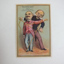 Victorian Trade Card Clothing Tailor &amp; Man Tape Measure Comic OJ Copelands MA - £7.97 GBP