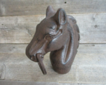 HORSE HEAD HITCHING POST W/ RING STABLE  BARN FARM RANCH EQUESTRIAN DECO... - £29.92 GBP