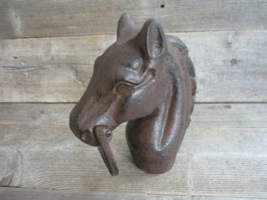 HORSE HEAD HITCHING POST W/ RING STABLE  BARN FARM RANCH EQUESTRIAN DECO... - £30.01 GBP